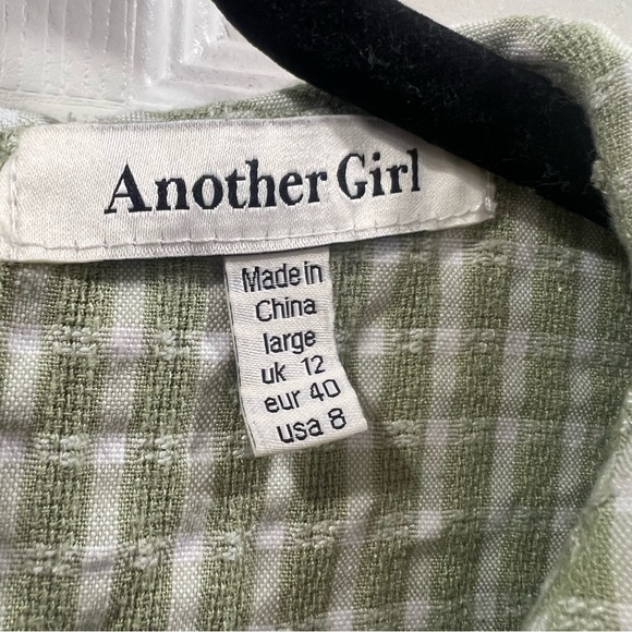 Another Girl Green Plaid Collared Mini Sheath Dress Short Sleeve Size 8 Large - Picture 6 of 10